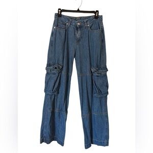 Wild Fable Dark Blue Flare Cargo Jeans Size 2